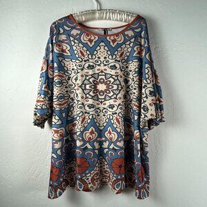 Aimee by Firmiana Womens Multicolor Printed Dolman Sleeve Tunic Top 1XL New